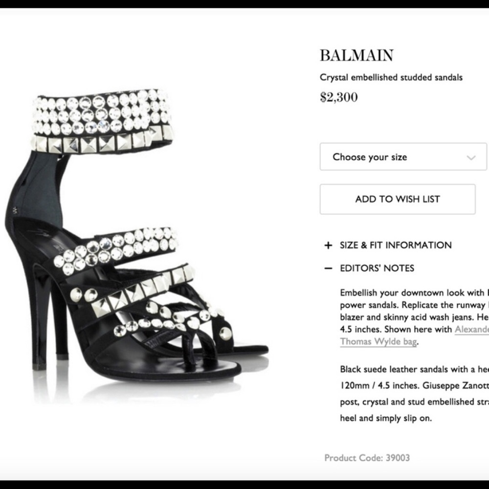 Balmain NWOT Crystal embellished studded sandals